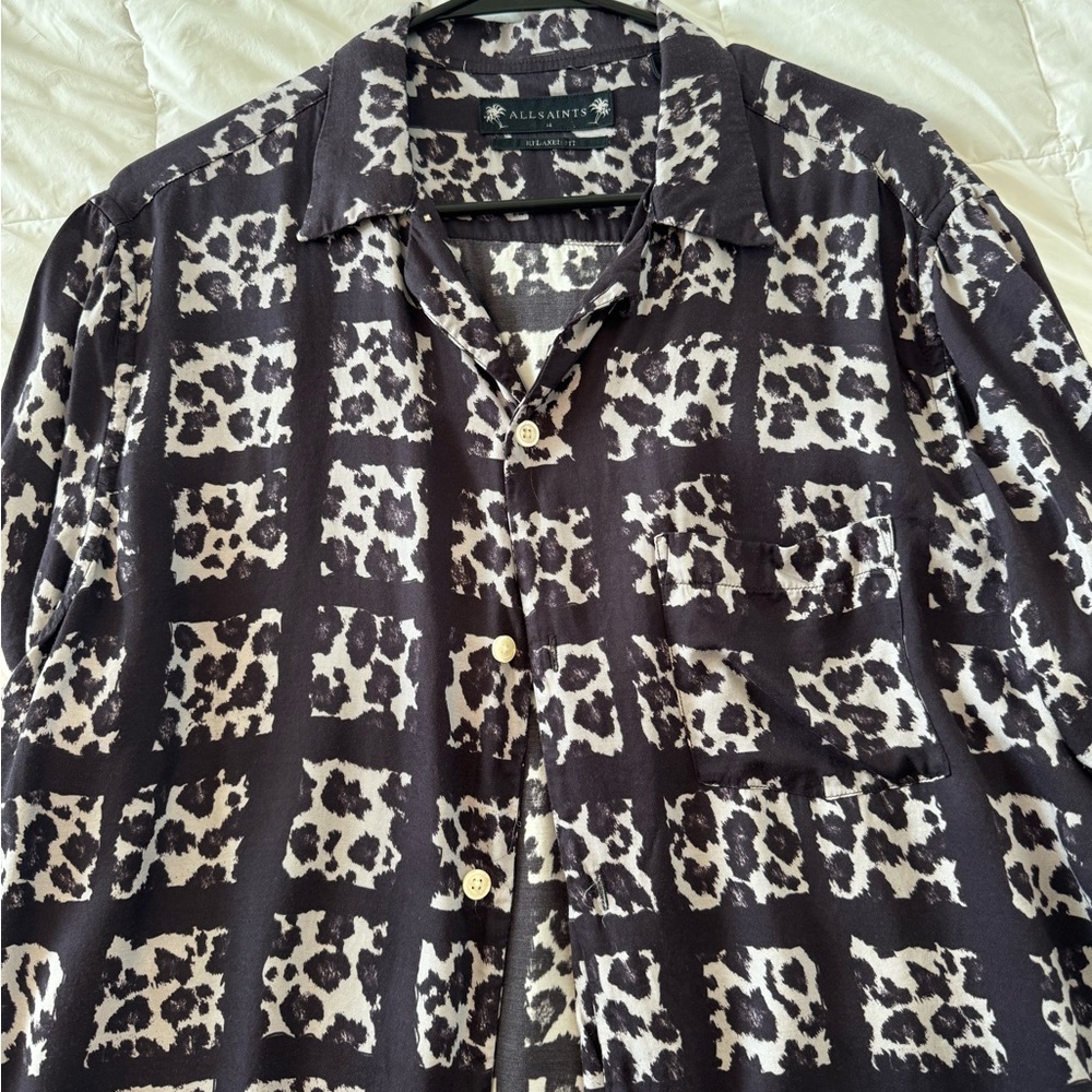 All Saints Monochrome Animal Print Shirt